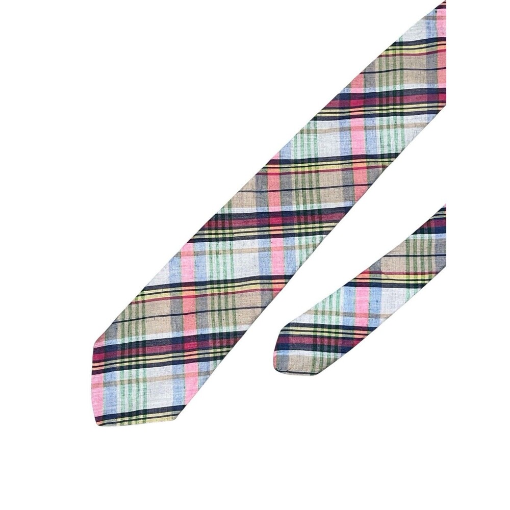 BROOKS BROTHERS Plaid Tie 100% Cotton Vintage Tartan Necktie USA
